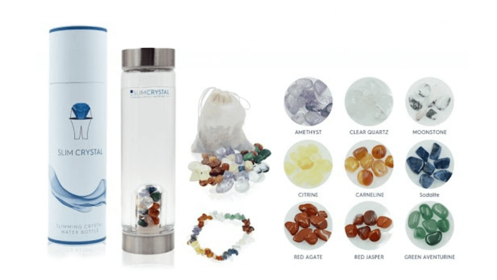 Slim Crystal Water Bottle 9 Crystals 